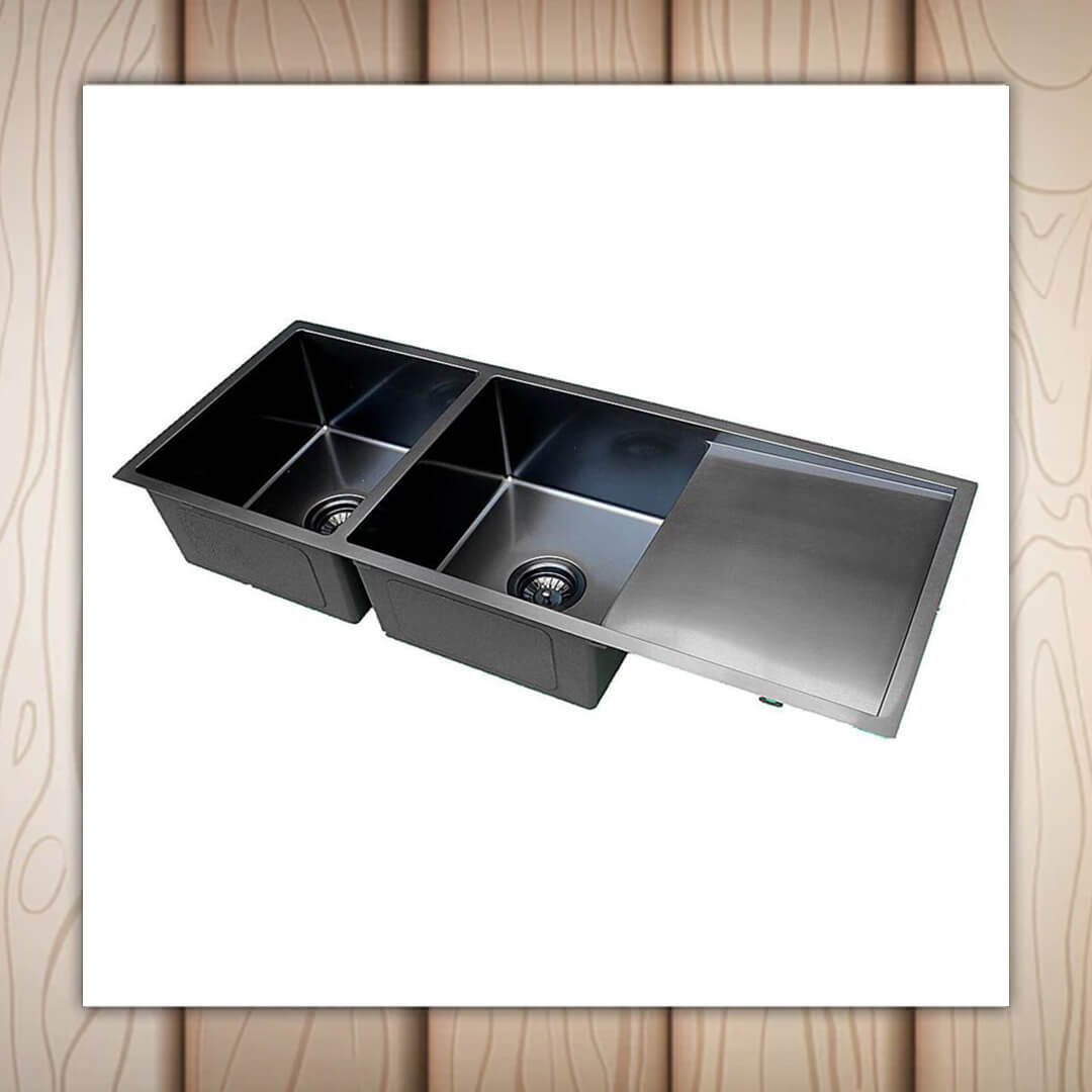 DOUBLE BOWL WITH DRAIN Black