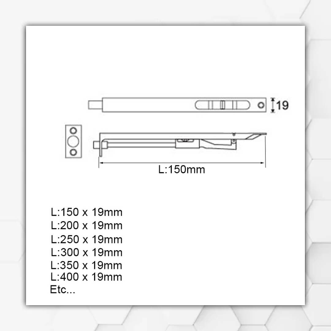 Door Flush Bolt Chrome