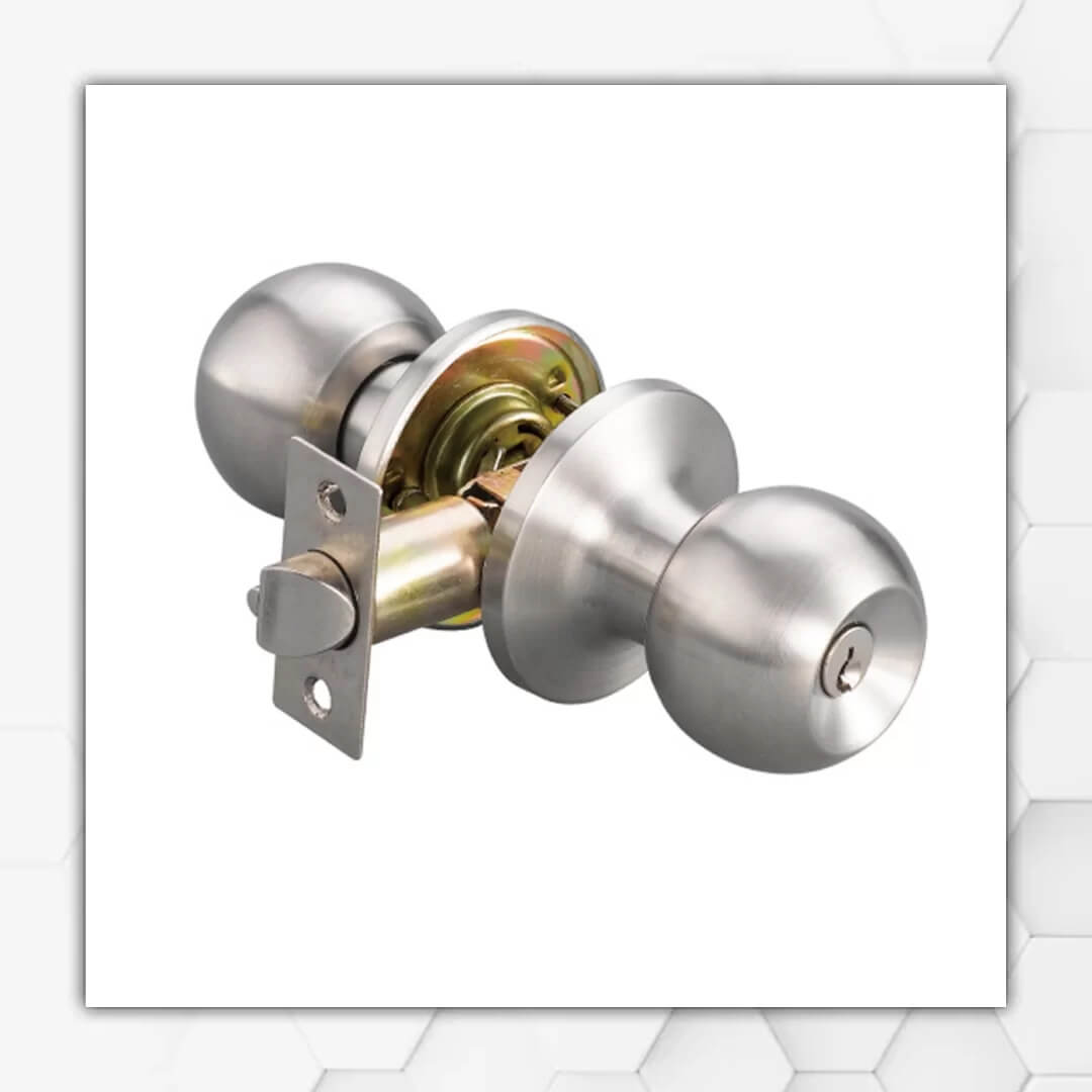 Door Knob Lock With Key - Satin
