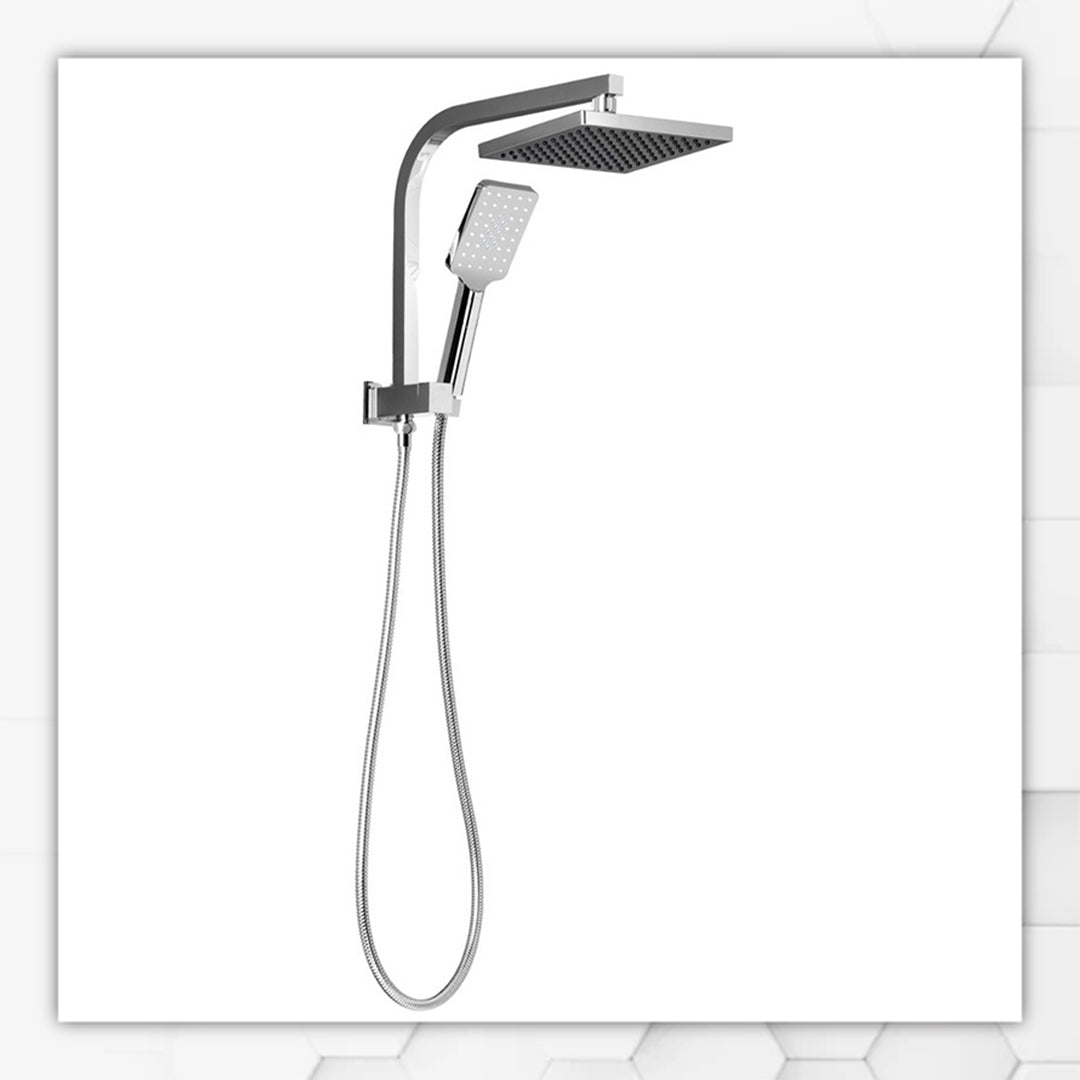 Double square half rail shower black