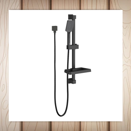 Single Shower Rail Black