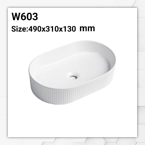 Crystal white oval basin