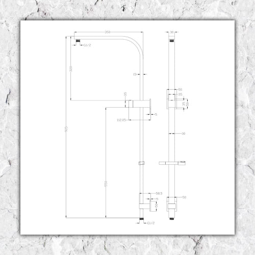 Double Shower Square Chrome