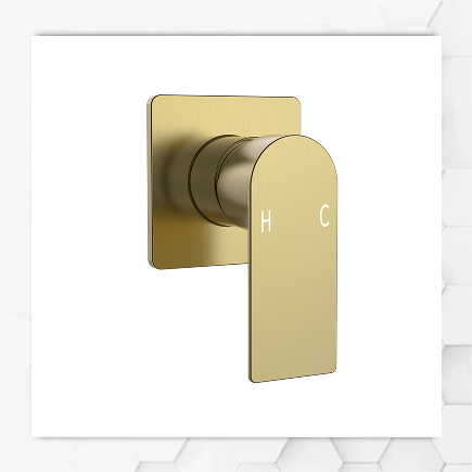 Shower Mixer Square Brass Gold