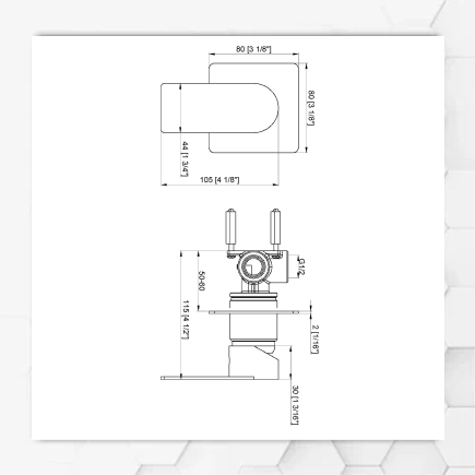 Shower Mixer Square Brass Gold