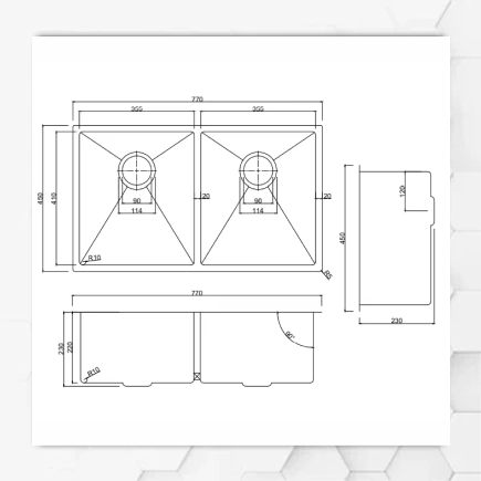 Double Bowl Square Sink