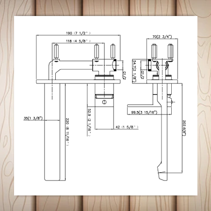 Wall Mount Tap Set Brass Gold