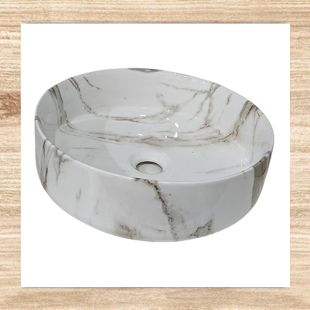 Luma white marble round basin