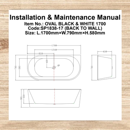 OVAL BACK TO WALL BLACK 1700