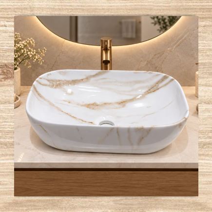 White Marble Look Basin