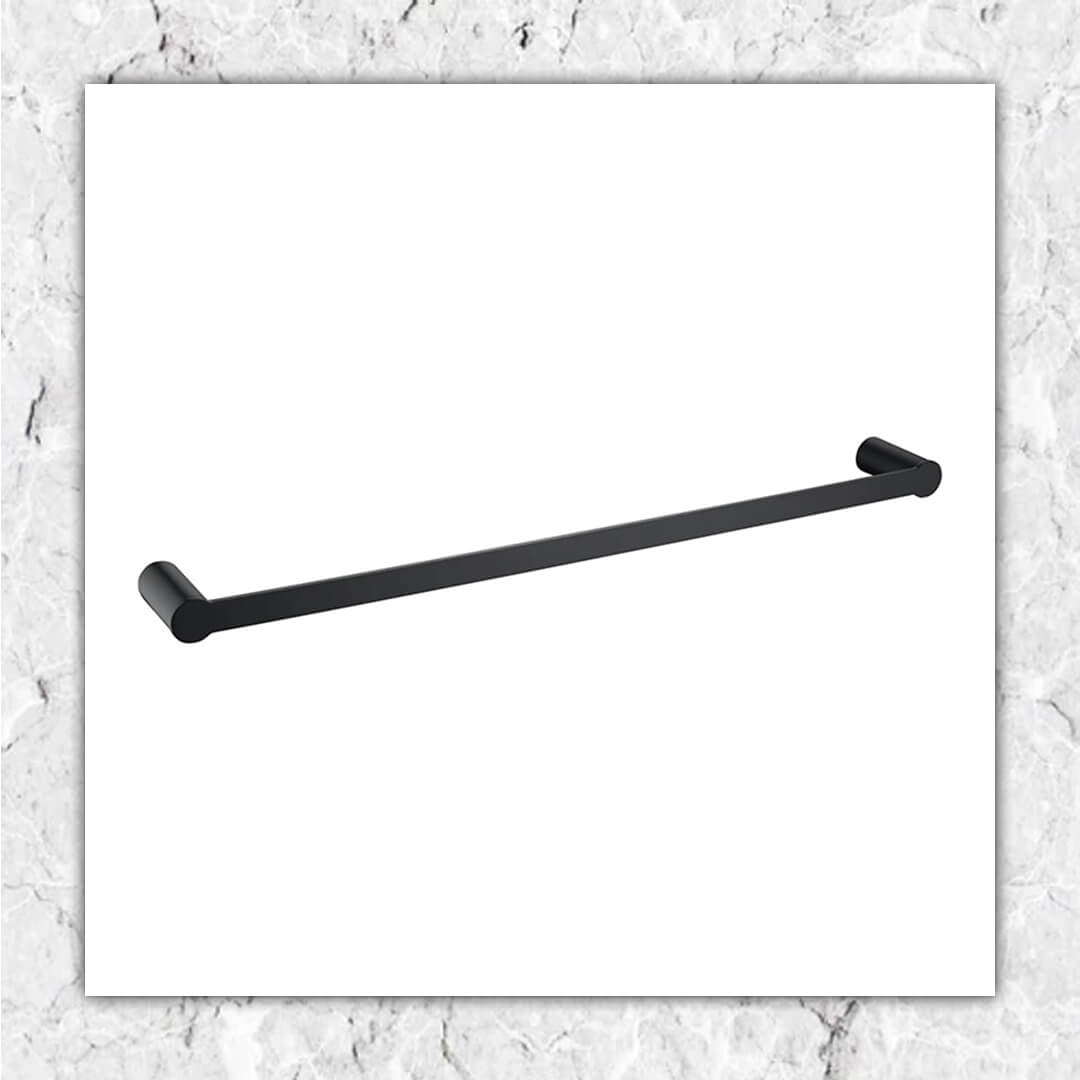 Towel rail single black round 